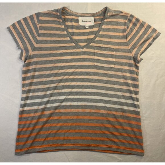Women's Large Orange/Gray Striped Top Tara by Vince Camuto - Picture 1 of 6